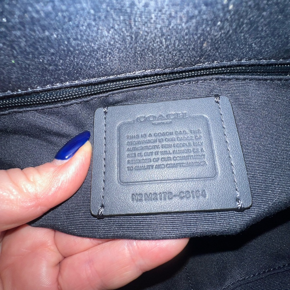 Coach Navy Signature Canvas Tote with Tan Tassels - Picture 5 of 10